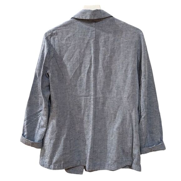 DREW Anthropologie Linen Blend Chambray Blue One Button Blazer Women Size Small - Picture 3 of 9